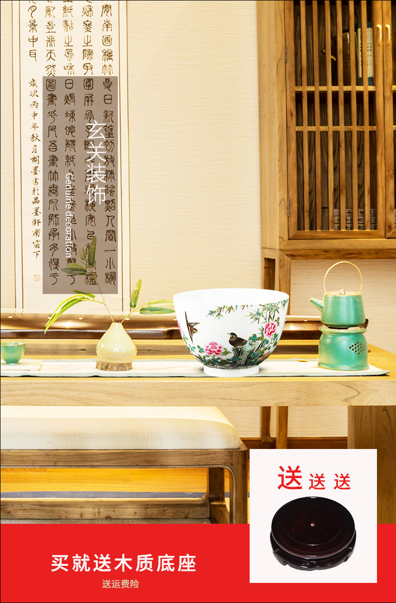 Jingdezhen ceramic checking peony flower porcelain bowl furnishing articles home office teahouse handicraft ornament