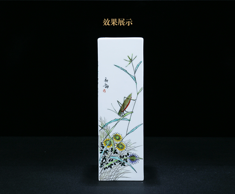 Jingdezhen ceramic manual charactizing a fine spring day square bottle decoration of new Chinese style living room a study vase furnishing articles