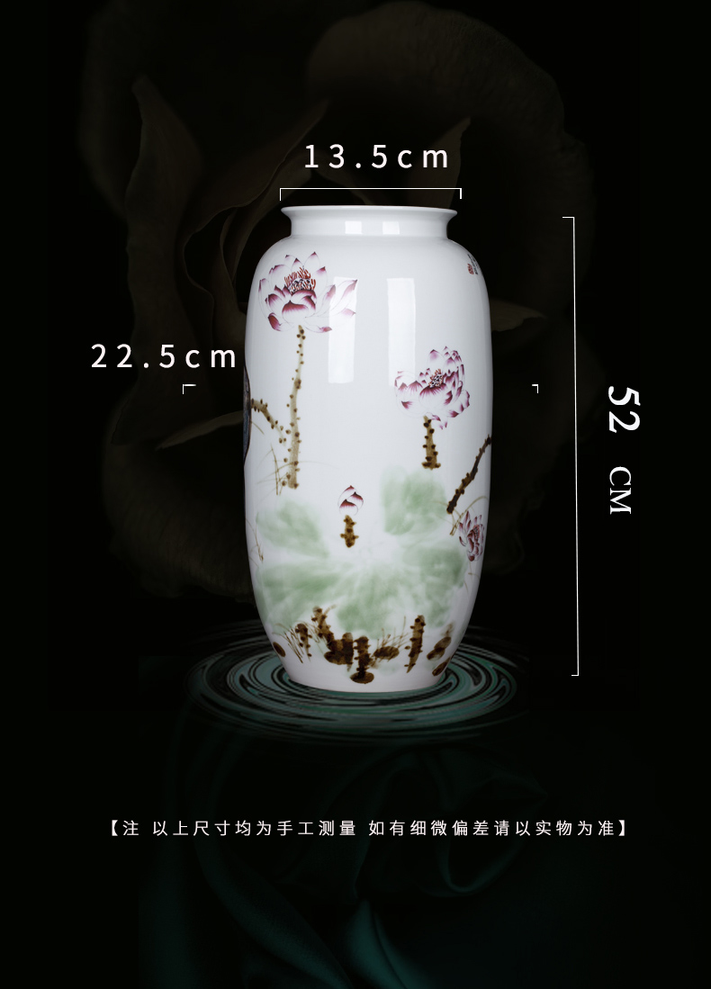 Jingdezhen ceramic hand - made lotus flower vase of new Chinese style household living room TV ark adornment furnishing articles