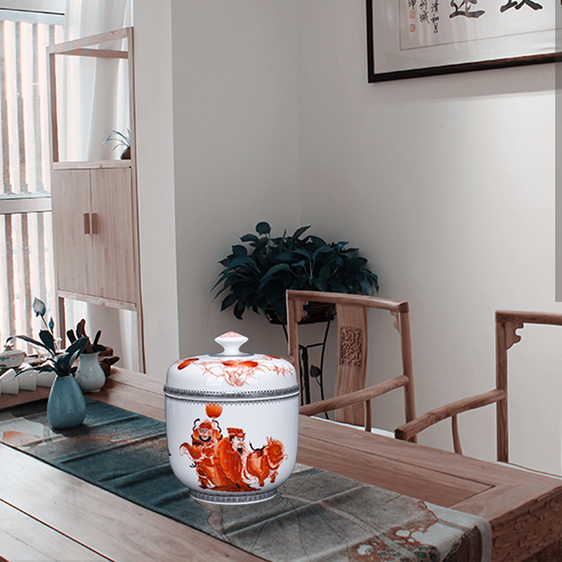Jingdezhen ceramic new Chinese filial piety touched by day sitting room storage tank general teahouse tea caddy fixings furnishing articles
