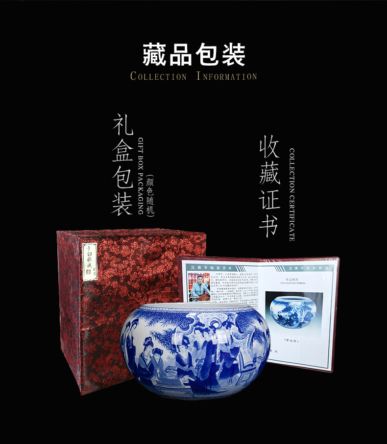 The New Chinese blue and white porcelain of jingdezhen ceramics. The Beauty is the gold hair pin cylinder home sitting room aquarium decoration furnishing articles