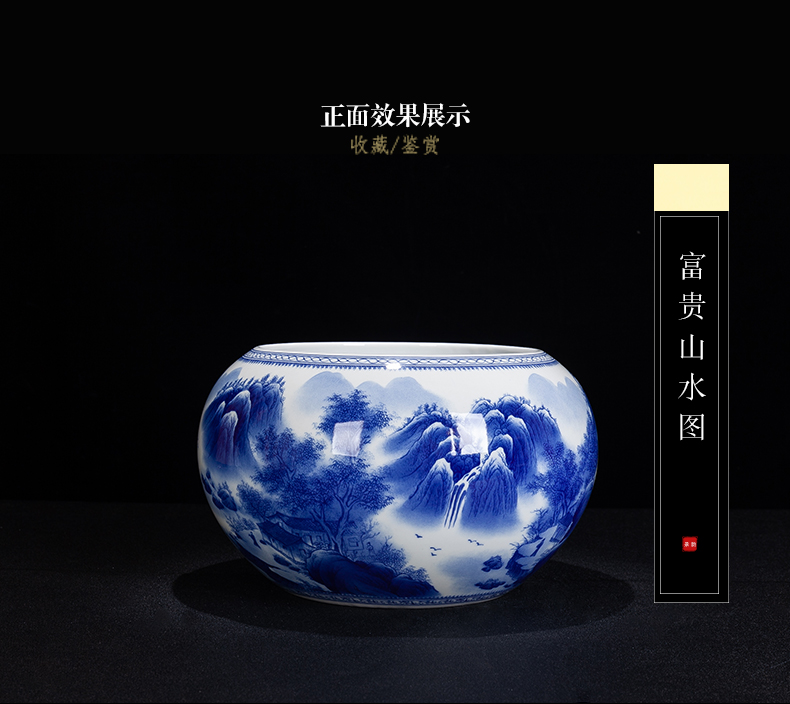 The New Chinese blue and white porcelain of jingdezhen ceramics. The Beauty is the gold hair pin cylinder home sitting room aquarium decoration furnishing articles