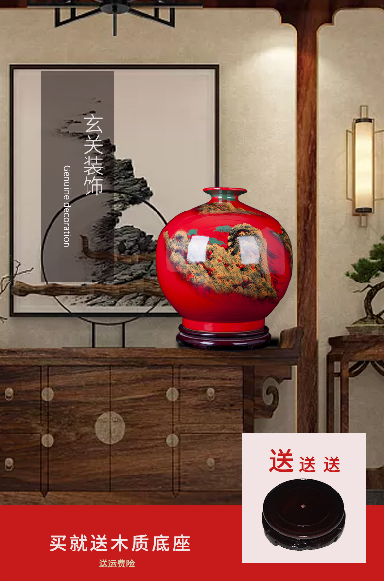 Jingdezhen ceramics China red hand - made scenery porcelain vase furnishing articles household act the role ofing is tasted, the sitting room porch arts and crafts