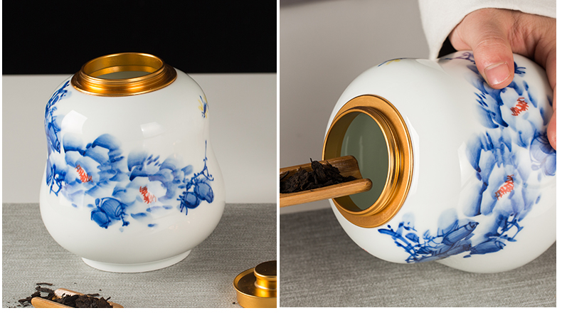 Jingdezhen ceramic tea storage POTS decoration furnishing articles home tea POTS sealed as cans POTS medium