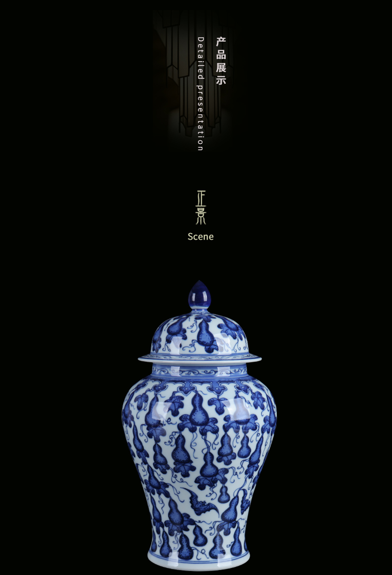 Blue and white porcelain of jingdezhen ceramics hoist general canned act the role ofing is tasted furnishing articles large household living room TV cabinet porcelain