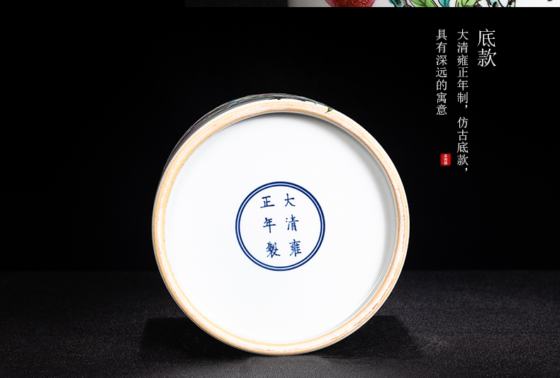 Jingdezhen ceramic sitting room wine peach porcelain ornaments furnishing articles office study of new Chinese style brush pot