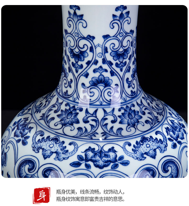 New Chinese style is I sitting room adornment furnishing articles of blue and white porcelain of jingdezhen ceramic contracted household flower vase