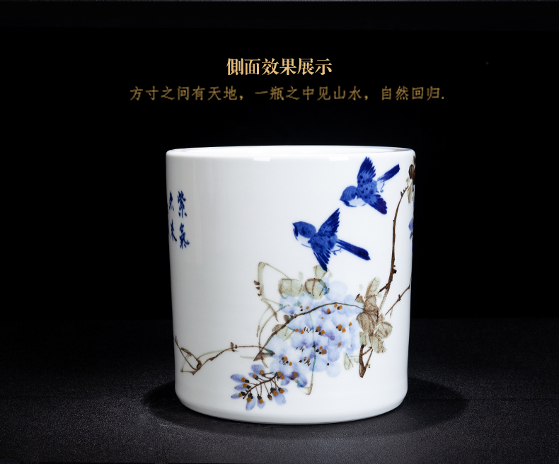 Jingdezhen ceramic hand - made sabingga sukdun dergici jimbi brush pot sitting room is the study of new Chinese style rich ancient frame accessories furnishing articles