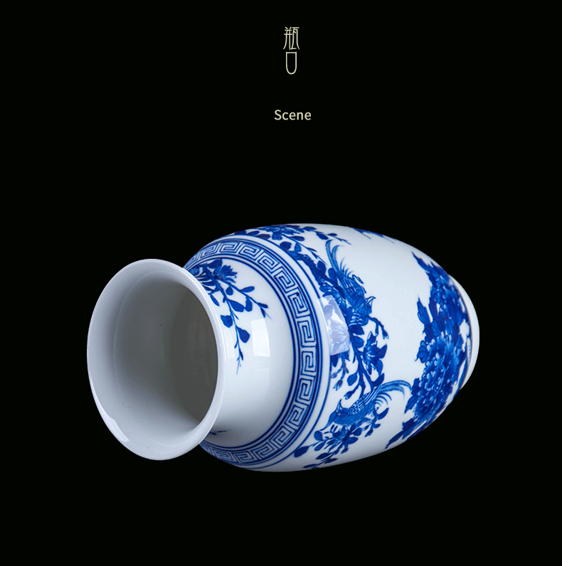 I and contracted blue and white porcelain of jingdezhen ceramics golden pheasant idea gourd bottle household flower vase sitting room adornment is placed