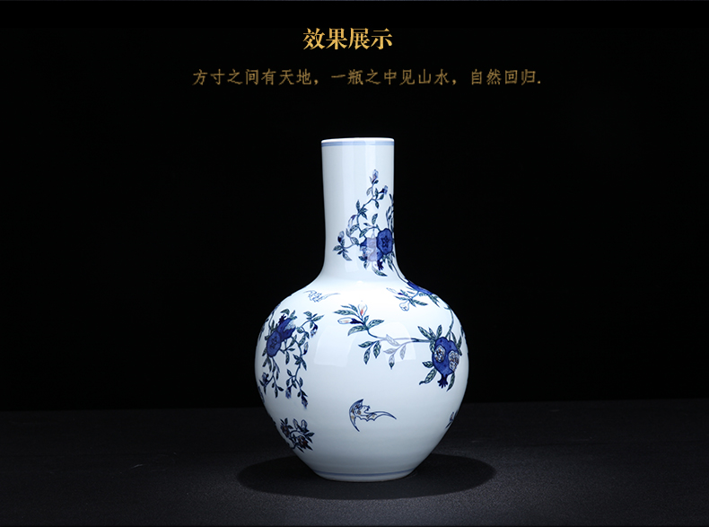 Pomegranates of blue and white porcelain of jingdezhen ceramics hand - made vases, restore ancient ways the large furnishing articles archaize of new Chinese style porch