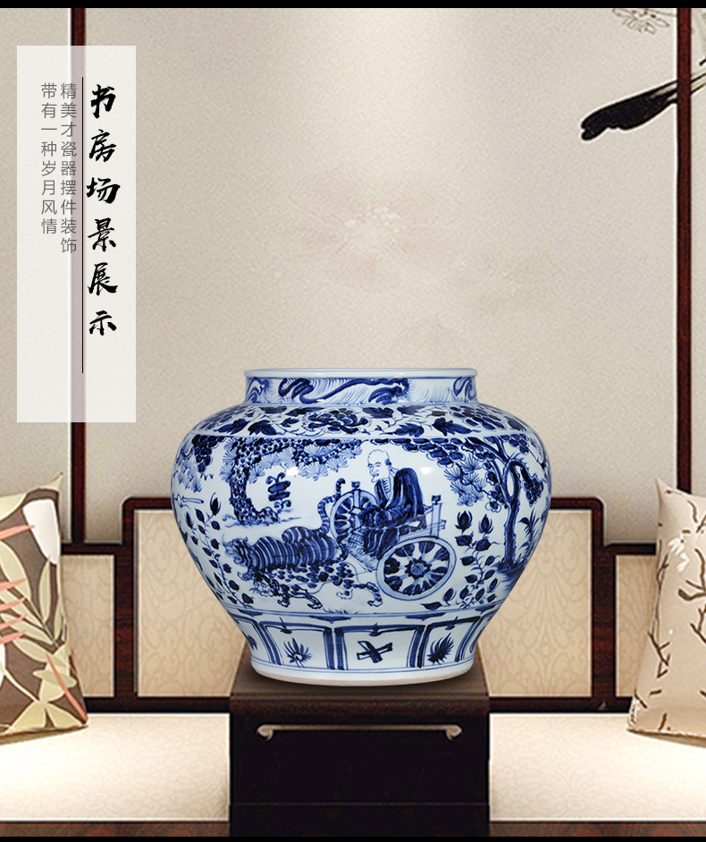 Jingdezhen ceramic retro imitation of yuan blue and white Chinese style household adornment handicraft furnishing articles written down the mountain vase