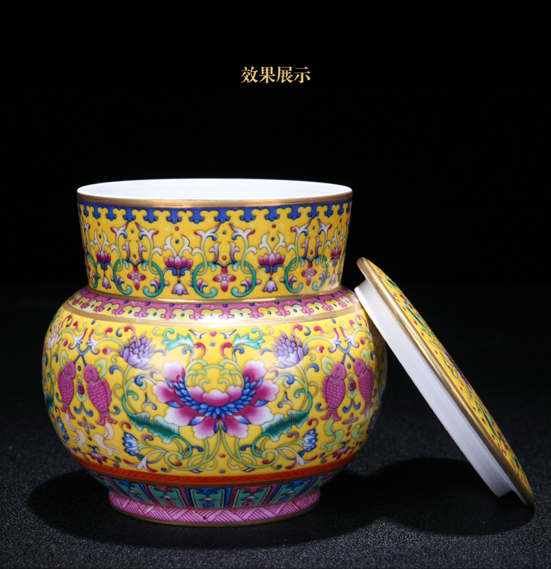 Jingdezhen ceramic see colour enamel caddy fixings of new Chinese style household snacks general storage tank decorative furnishing articles