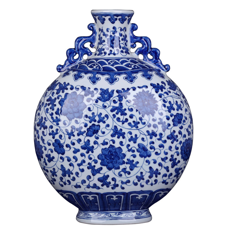 Jingdezhen ceramic sitting room porch decoration furnishing articles new Chinese blue and white porcelain vase handicraft decoration by hand