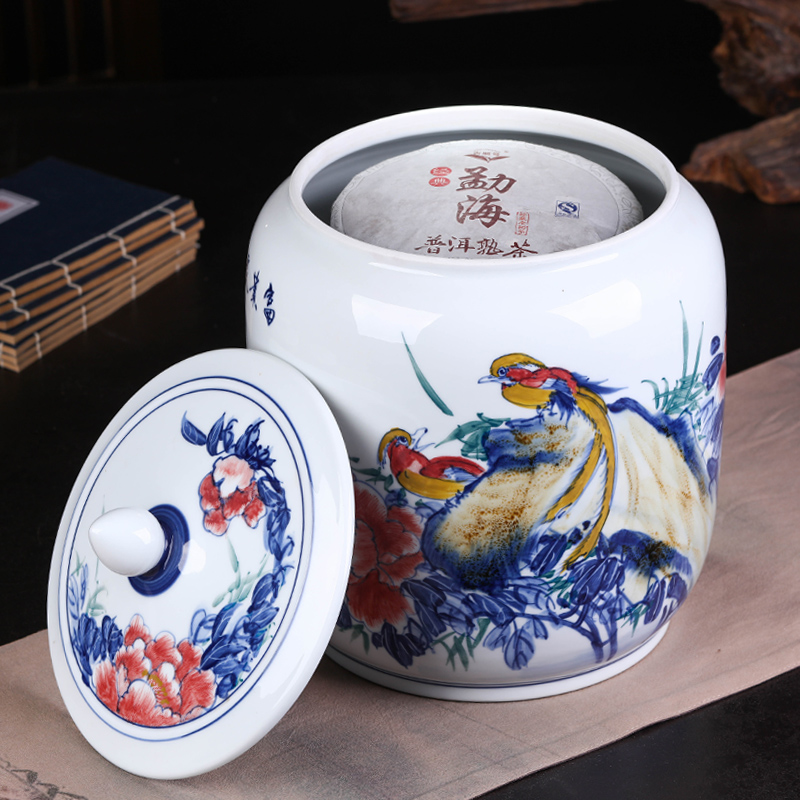 Jingdezhen ceramic POTS awake pu 'er tea pot of tea tea pot general box sealed storage tank is large