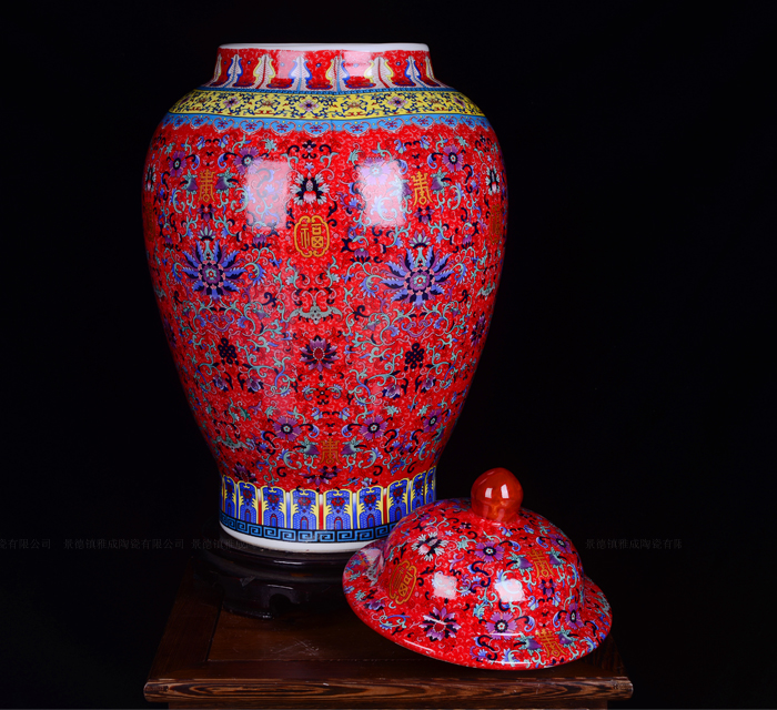 Jingdezhen ceramic vase vase the general pot of large western European large sitting room red clay furnishing articles