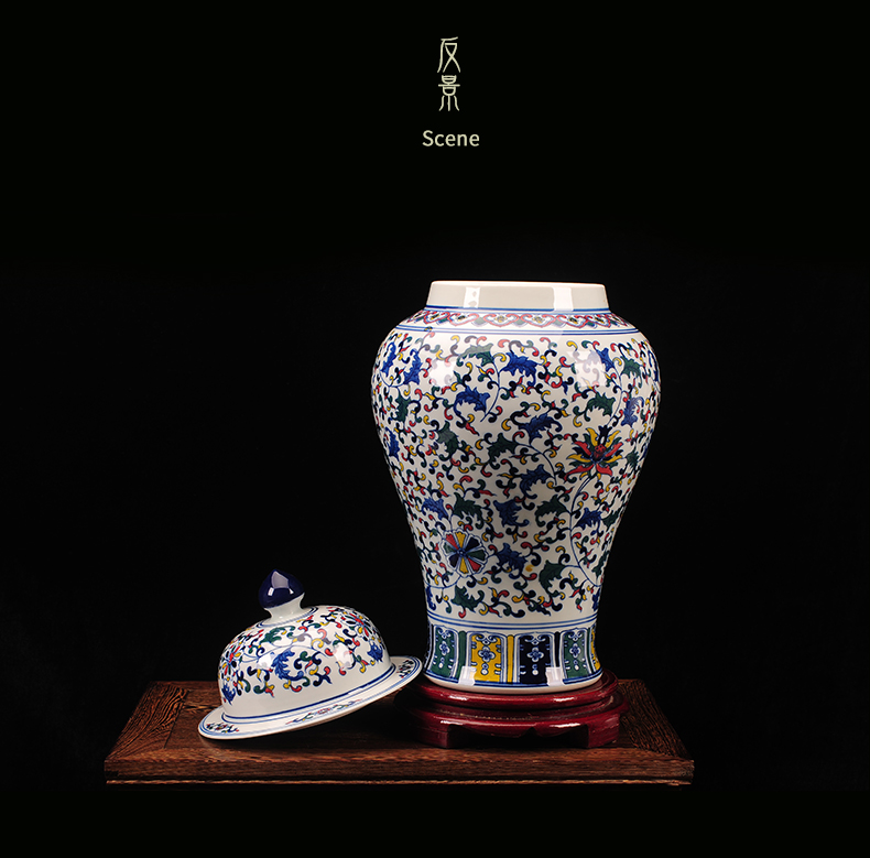 Jingdezhen ceramic general large jar of home sitting room ground flower arrangement of blue and white porcelain vase furnishing articles of Chinese style restoring ancient ways