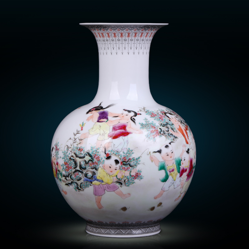 Jingdezhen ceramic manual hand - made vases furnishing articles three - piece household vases, flower arrangement of new Chinese style porch sitting room