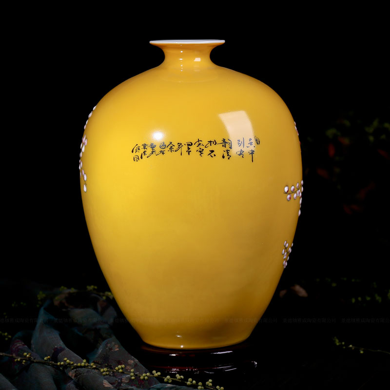 Jingdezhen ceramic hand - made vases of new Chinese style household living room TV cabinet flower arranging furnishing articles handicraft ornament