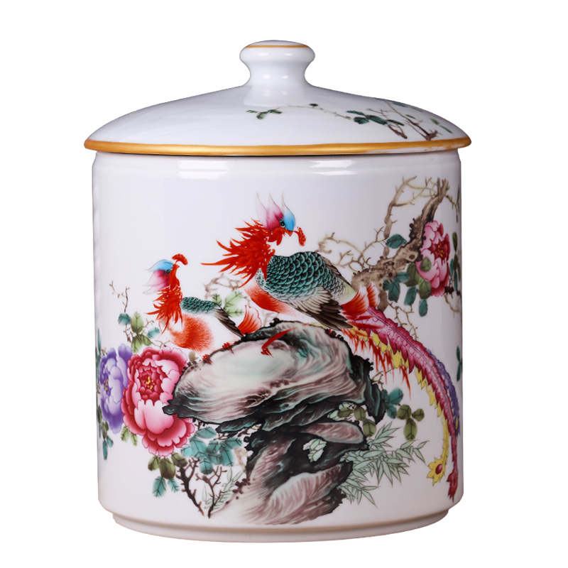 Jingdezhen ceramic household caddy fixings large seven loaves puer tea pot containing porcelain tea pot seal