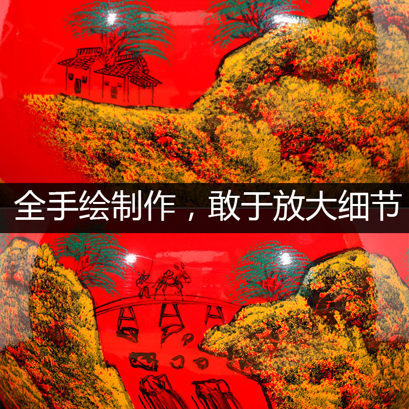 Jingdezhen ceramics China red vase is placed large bottle gourd landing large I and contracted sitting room