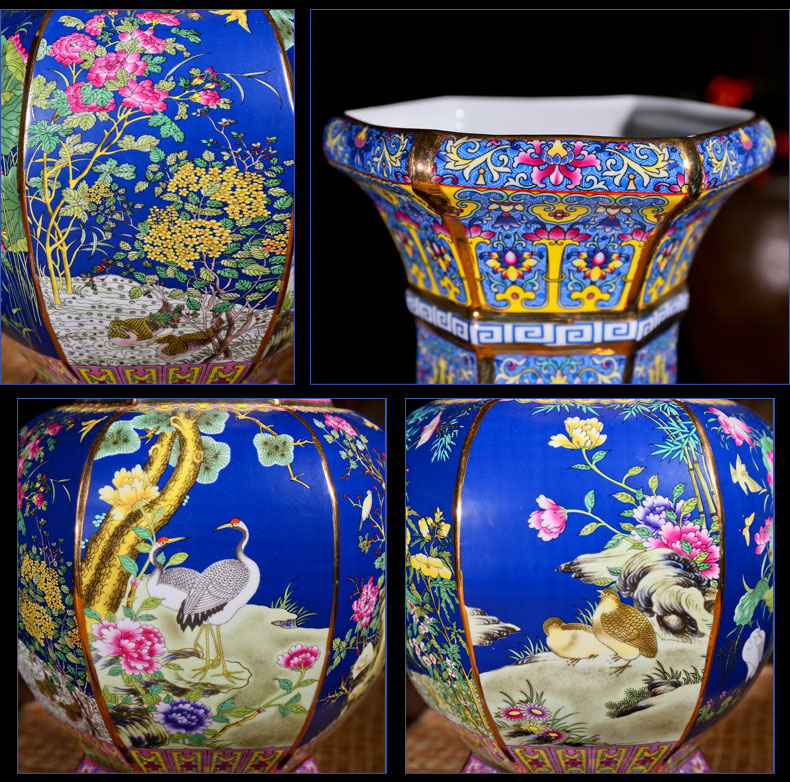 Jingdezhen ceramics antique vase manually restoring ancient ways of large vases, sitting room dry flower is placed continental red