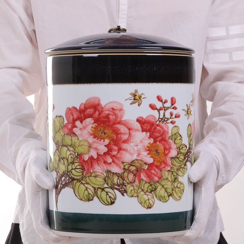 Jingdezhen ceramic hand - made POTS puer tea cake caddy fixings jar airtight receives domestic large tea tea cake