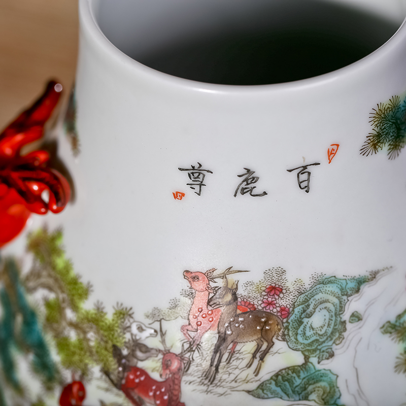 Jingdezhen ceramics imitation retro nostalgia art flower arranging large vase office sitting room checking works of art