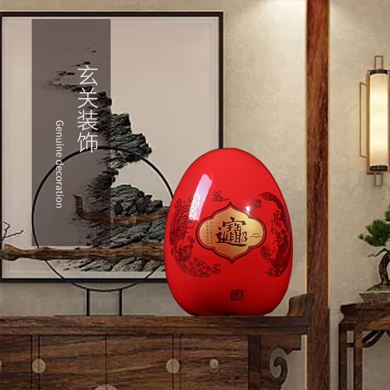 Jingdezhen ceramic rich red wine rack egg ornament act the role ofing is tasted furnishing articles of handicraft feng shui creative living room