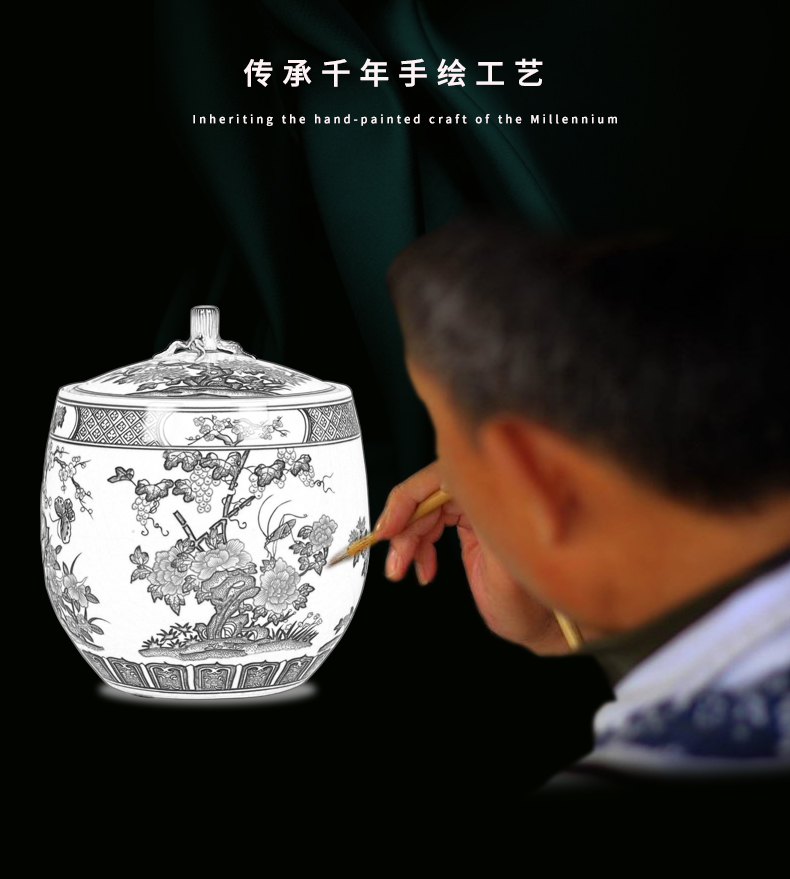 Jingdezhen blue and white youligong ceramic vase decoration restoring ancient ways furnishing articles of new Chinese style household porcelain decoration in the sitting room