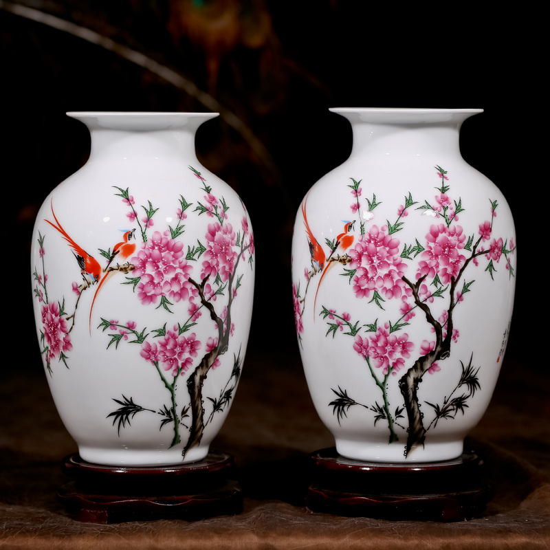 Three - piece vase crafts of jingdezhen ceramics handicraft contracted sitting room vase household decoration
