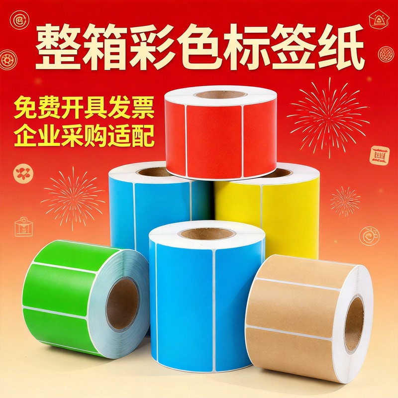 Five-Proof Color Synthetic Self-Adhesive Label Paper, Waterproof, Oil-Resistant, Low-Temperature Resistant, Multi-Color Barcode Printing in Red, Yellow, Green, and Orange
