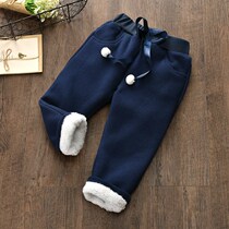 Womens winter new baby girl plus velvet thickened warm cotton casual pants winter trousers childrens wear pants