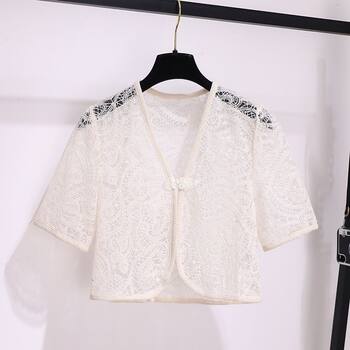 Cardigan lace hollow ຂອງແມ່ຍິງ summer ກັບ skirt suspender