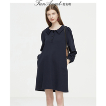 Large Code Gestational Woman Dress Spring Dress Tshirt Dress Shirt Dress Korean Version Loose 2022 New Pregnant Woman Commuter Dress Mid-Length