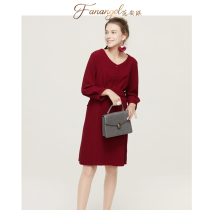 Pregnant woman red dress wedding back door toast dress 2021 spring fashion pregnant woman French dress thin