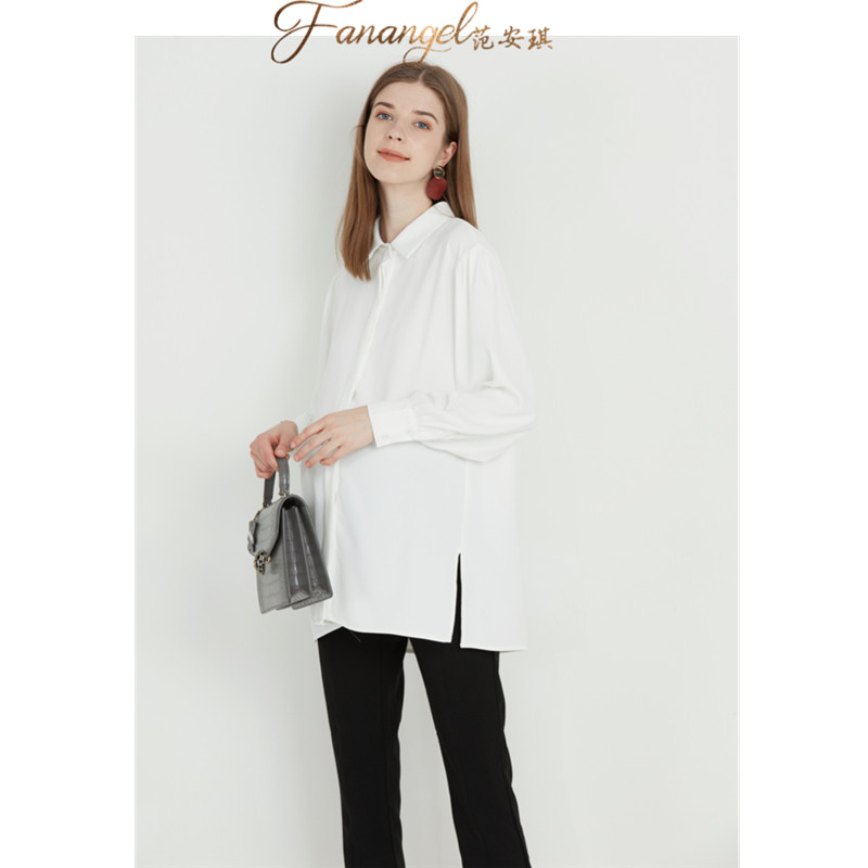 Business pregnant woman to work in white shirt spring clothes for work loose and large size gestation maternity dress blouse Shirt shirt