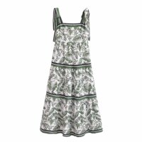 2025 foreign trade women's clothing new slim-fitting printed suspender dress 5911