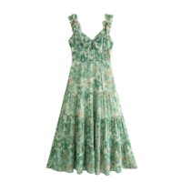 2025 foreign trade European and American fashion new holiday style flower suspender dress 5811