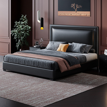 2 M 2 2 Queen master bedroom modern simple and sturdy double bed American light luxury leather bed Nordic storage wedding bed