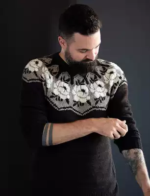 Black rose neutral jacquard sweater weaving illustration photographed note mailbox