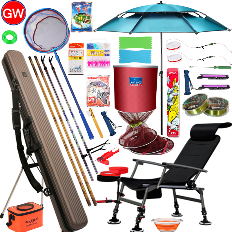 Guangwei flagship new fishing rod set combination fishing rod fishing rod fishing gear set combination carbon rod hard light