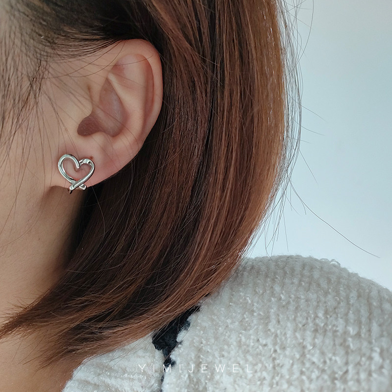 YIMIJEWELL hollowed-out loving small brief mosquito coil ear clip woman without earbuds Japan-Japan-Japan Senior 925 silver ear nail