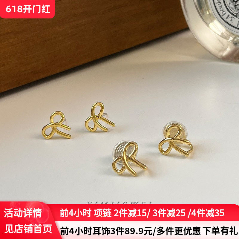 Classic Tea Series Ear Accessories Gilded Butterfly Knots Mosquito Coil Ears Clips Women Without Ear holes small and luxurious Ear Needles New
