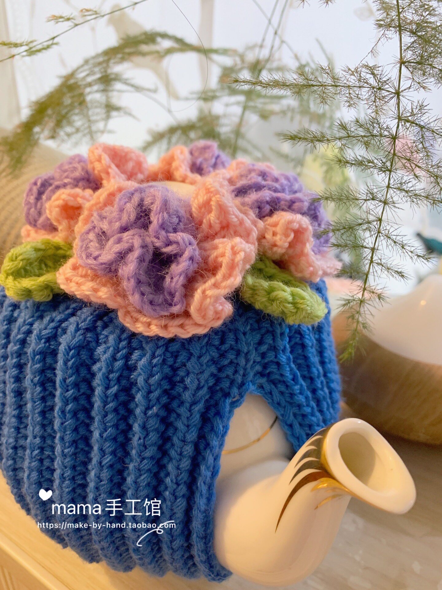 Finished pure handmade wool weave London pottery Teapot Teapot Insulation Cups American Garden Flowers