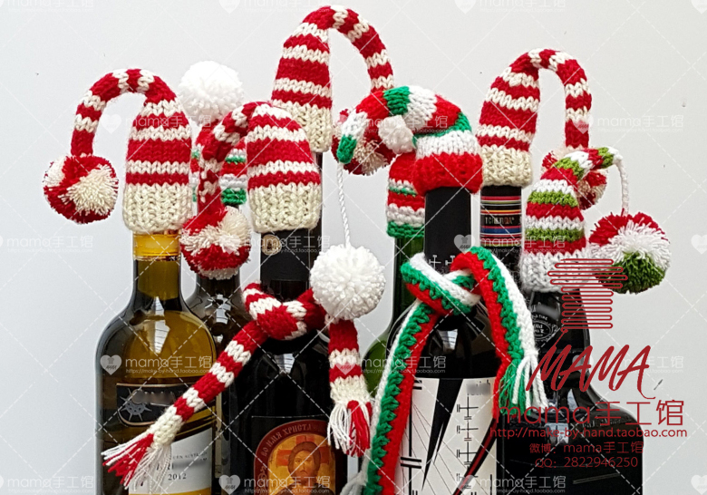 Christmas decoration European and American atmosphere to create a holiday Red Wine gift jewelry Wine bottle hat scarf custom