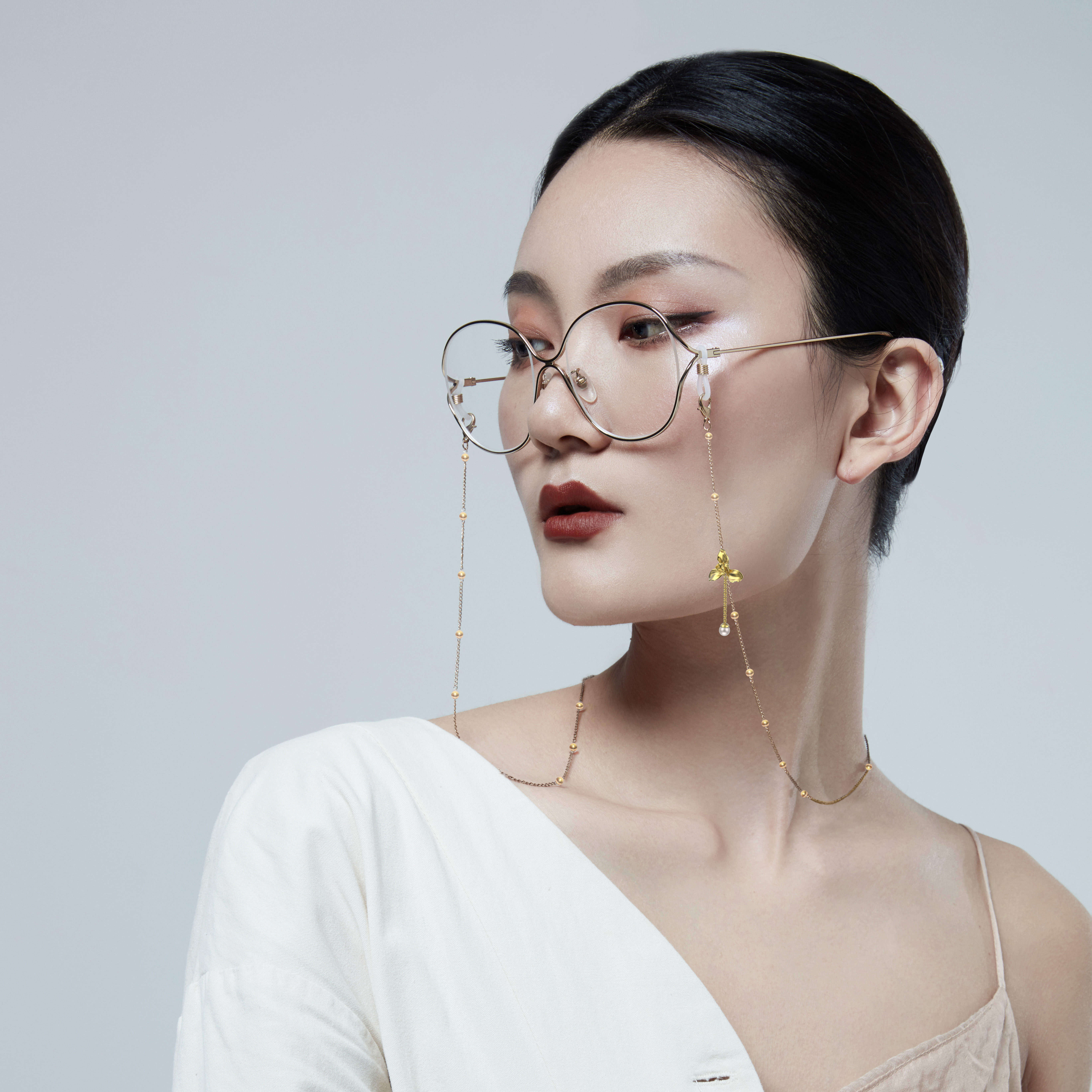 JLInN new plant floral orchid original glasses chain mask chain necklace 925 silver stars with the same Chinese wind