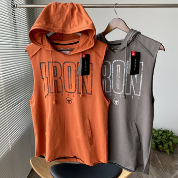 Fitness sports hooded vest sleeveless t-shirt trendy men
