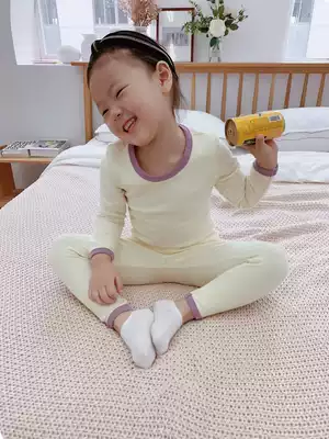 2019 autumn and winter men's and women's baby contrast color underwear set 0-1-3 years old children's cotton color matching home clothes two-piece set