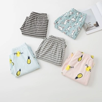 Quần cotton gia đình Nhật Bản quần ngủ nữ mùa xuân hè và quần mùa thu mỏng phần eo cao nhà rộng cỡ lớn quần túi hộp nam