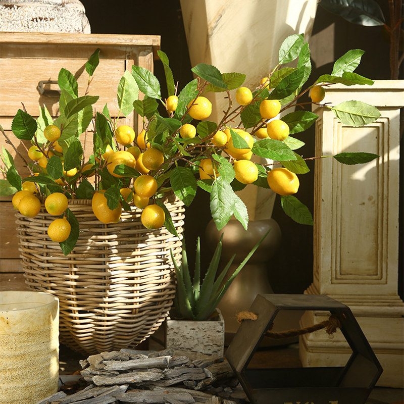 Emulated Fruit Living-room Sample Room Lemon Branch Vase Shop Window Decoration Children's Clothes Shop Floor Tall Branches Fake bouquet-Taobao